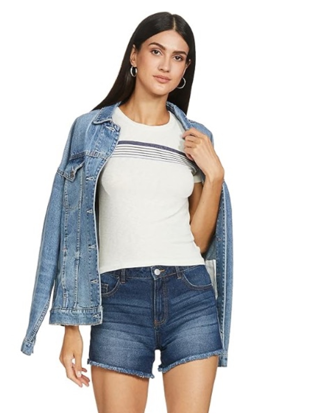 🌴 American Eagle Soft & Sexy White Stripe Tee XL Navy Stripe Short Sleeve Crop T